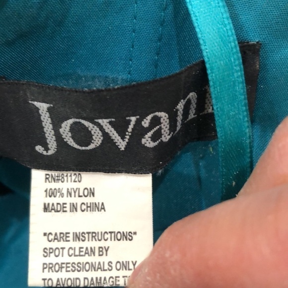 Jovani Leopard Sequin Leopard Strapless Gown Formal Dress Size 0 Y2K Blue Green - Picture 7 of 8